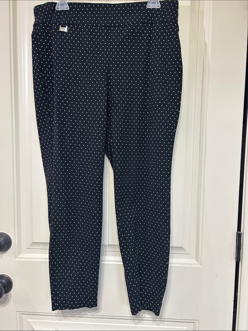 Grace Black Pants with White Polka Dots and Silver Accent Size L #205